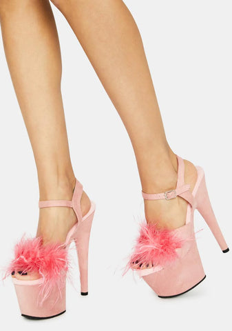 Light Pink Adore Fluffy Heels