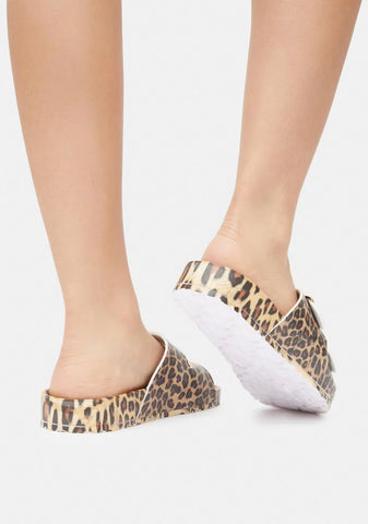 Pleasure's All Mine Leopard Slides