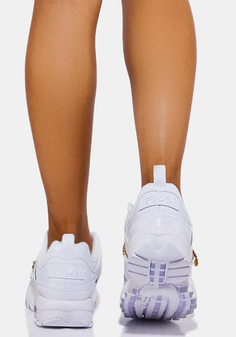 White Disruptor II Metal Chain Sneakers