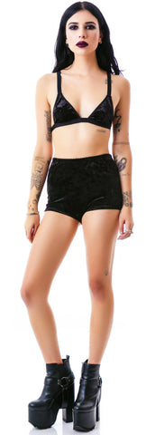 Velvet Triangle Bralette Bikini Top - Dark Purple