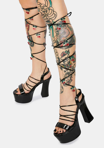 Cherry Pixie Queen Lace Up Heels