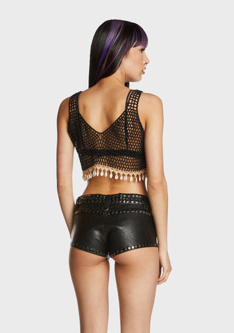 Unstoppable Beauty Crochet Top - Black