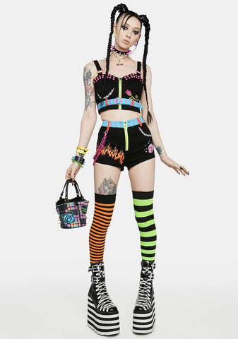 Dark Nails For Breakfast Embroidered Corset Top