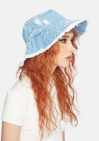 Distressed Denim Bucket Hat