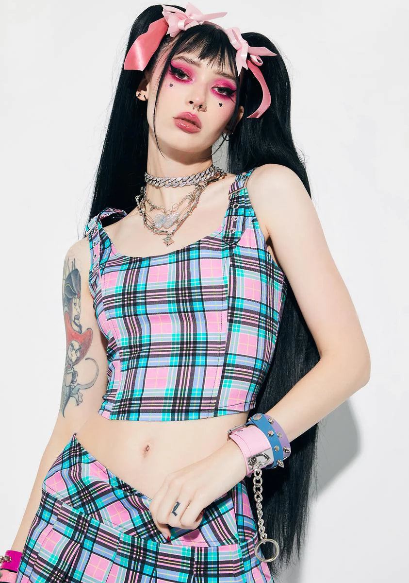 Mistakes & Heartbreaks Plaid Corset Top