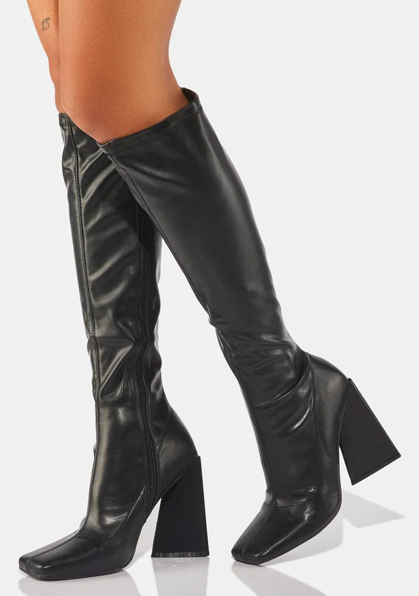 Noir Room For One Knee High Boots