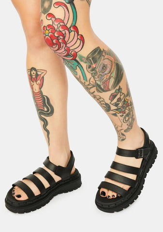 Black Jammers Poppin' Strappy Sandals