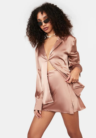 Take A Chance Satin Skirt Set