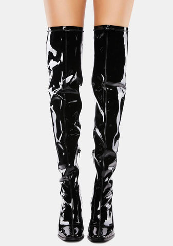 Patent Walkin' It Off Thigh-High Boots