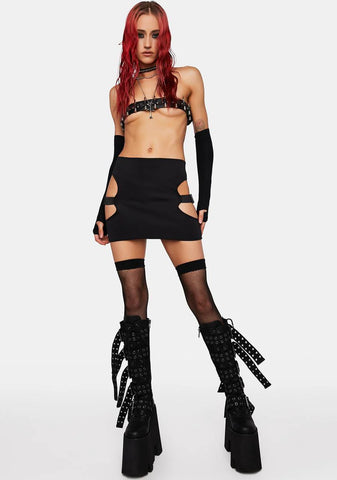 Neoprene Cut-Out Mini Skirt