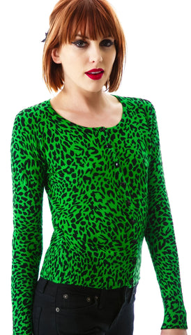 Lola Leopard Cardigan - Green