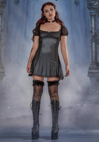 Clair De Lune Mesh Overlay Mini Dress