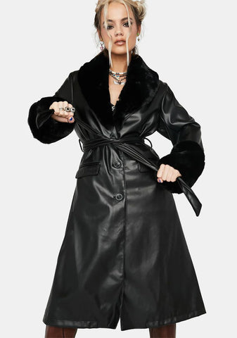 Heart Beat Here Vegan Leather Trench Coat