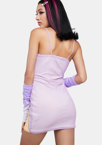 Anime Mesh Lace Trim Mini Dress