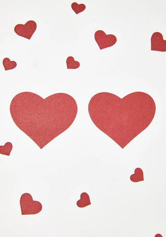 Red Reflective Heart Pasties