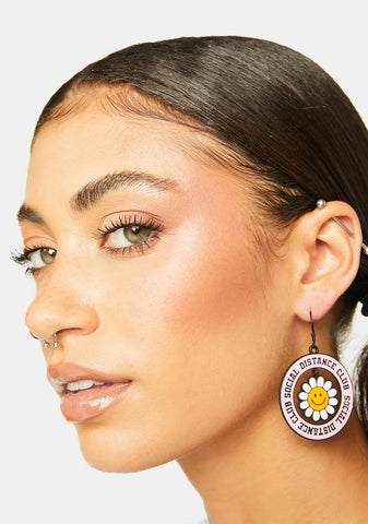 Social Distancing Flower Pin Earrings