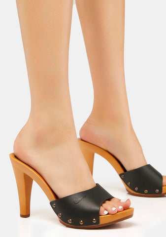 Antonella Black Vegan Leather Heels