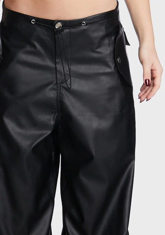 Rebel Faux Leather Cargo Pants