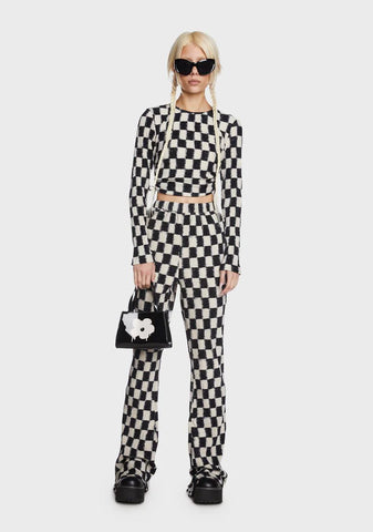 Checkered Flared Trousers