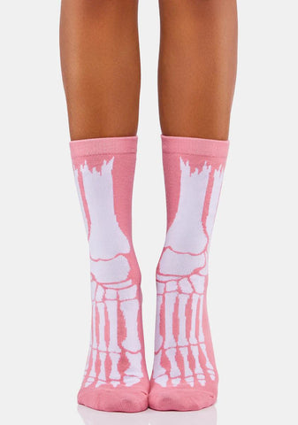 Skeleton Feet Crew Socks