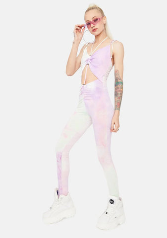 Turning Up The Volume Tie Dye Cutout Jumpsuit