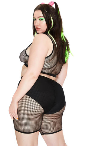 She's Techno Sexual Fishnet Biker Shorts