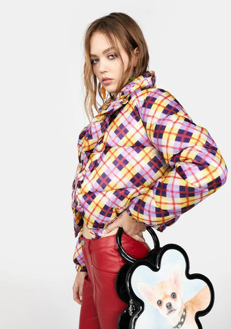 All Hail Me Plaid Puffer Jacket