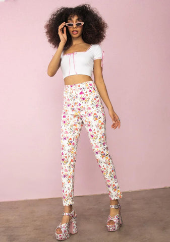 On A Whim Mushroom Print Jeans