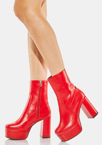 Red Making Moves Platform Boots