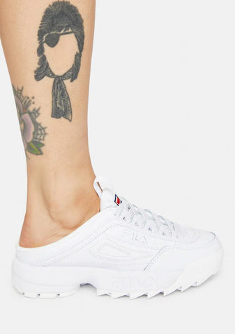 White Disruptor II Mule Sneakers
