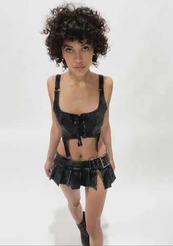 Replay Lace-Up Corset Top - Black