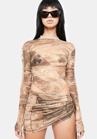 Atmosphere Rockslide Print Mesh Top