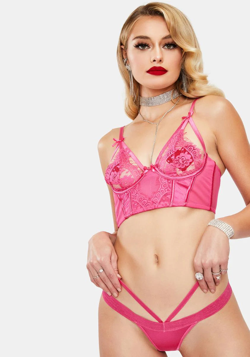 One On One Lace Bustier Lingerie Set