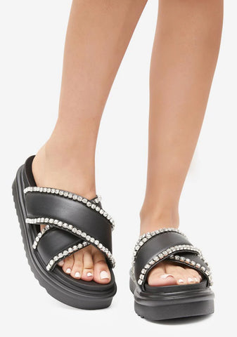 Black Artistic Slide Sandals