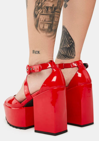 Red Enemies Close Chunky Platform Sandals