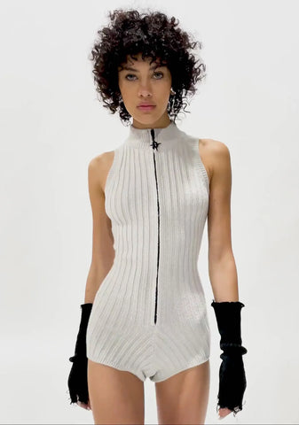 Replay Sleeveless Knit Romper - Ecru