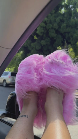 Case Of The Grumpies Fuzzy Slides - Light Pink