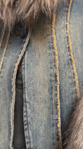 Off Beat Charm Denim Maxi Coat - Dark Blue