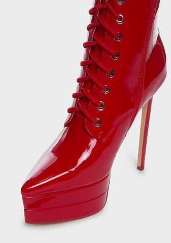 Red Ebony Platform Stiletto Boots