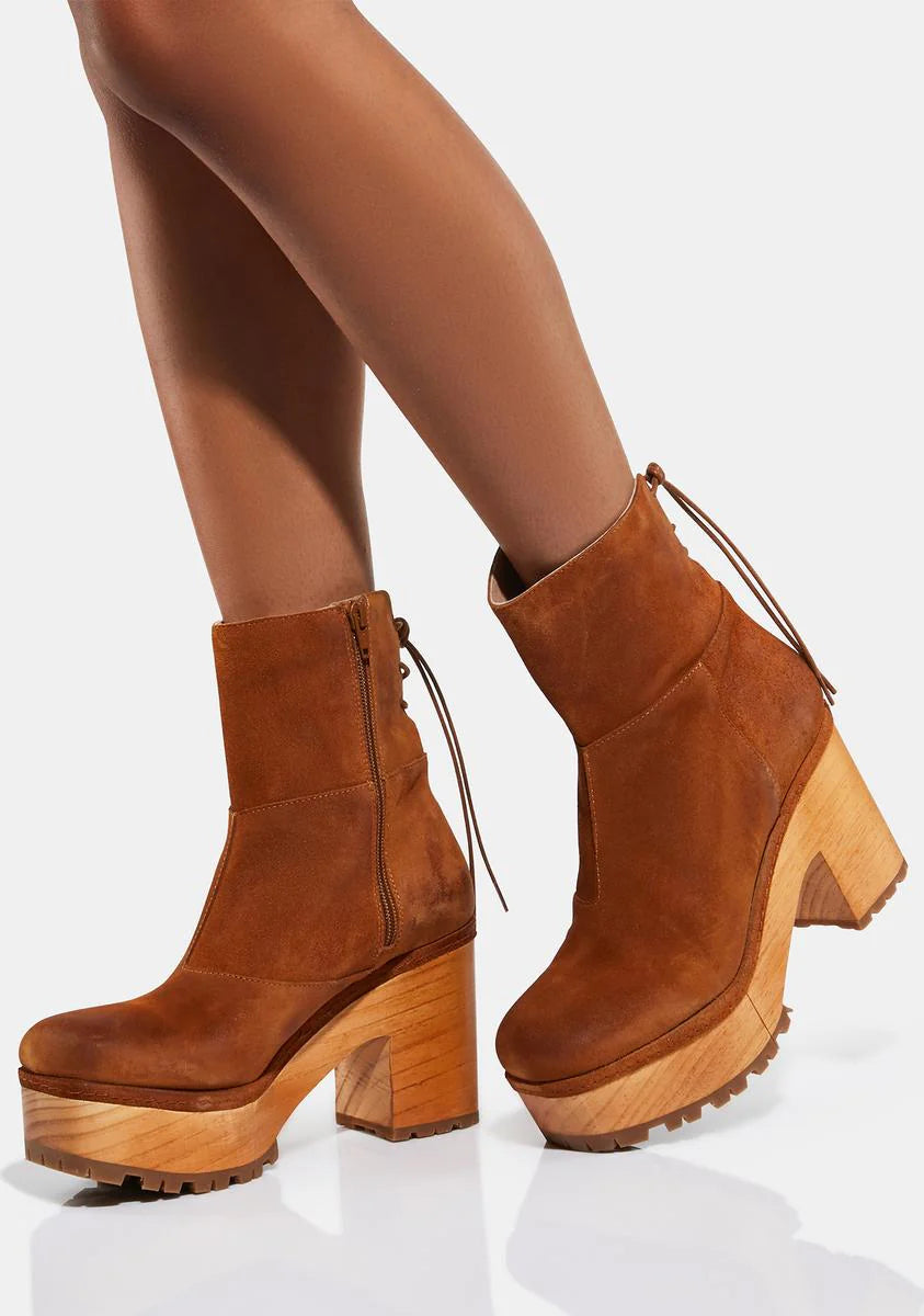 Warm Cognac Kenna Platform Clogs