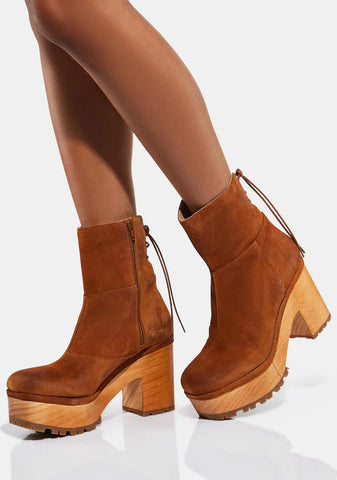 Warm Cognac Kenna Platform Clogs