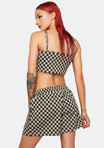 Checkered Print Lounge Shorts