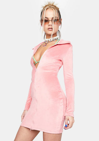Moonlight Breeze Zipper Mini Dress