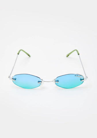 Blue Green Pierced Oval Sunglasses