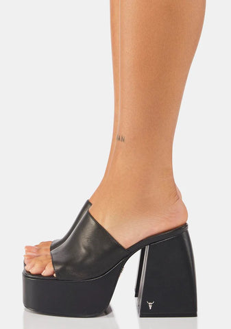 Highrise Black Leather Heels
