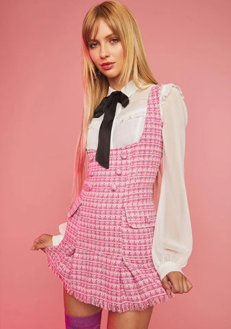 Secret Crush Tweed Pinafore Dress