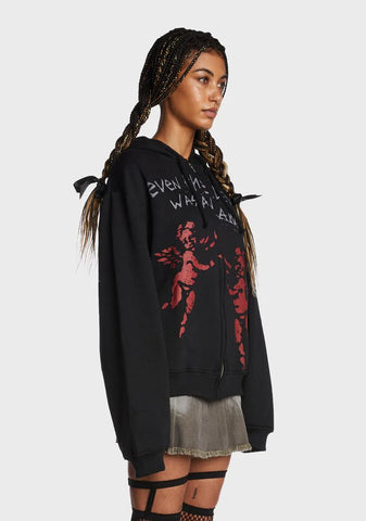 Red Angel Zip Up Hoodie