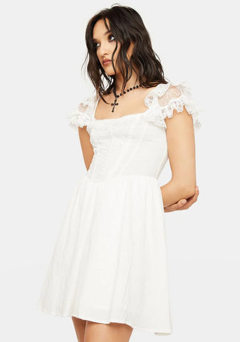 Angelic Beauty White Cross Mini Dress