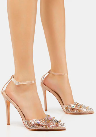 Nude Popstar Jeweled Heels