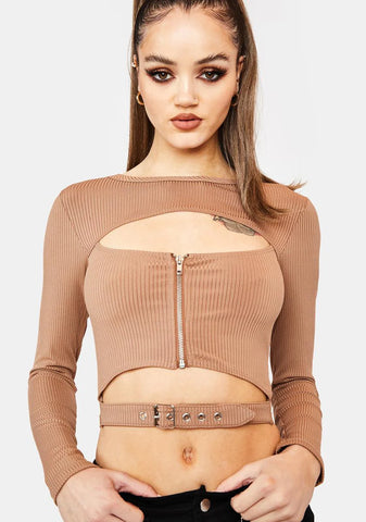 Never Basic Ribbed Cutout Top